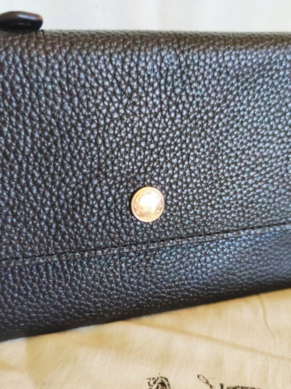Coach Pebbled Leather Triple Compartment Small Wallet Wristlet in Black, NWT - Picture 9 of 12